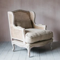 Graham & Green Armchairs<Caden Natural Linen Cane Armchair