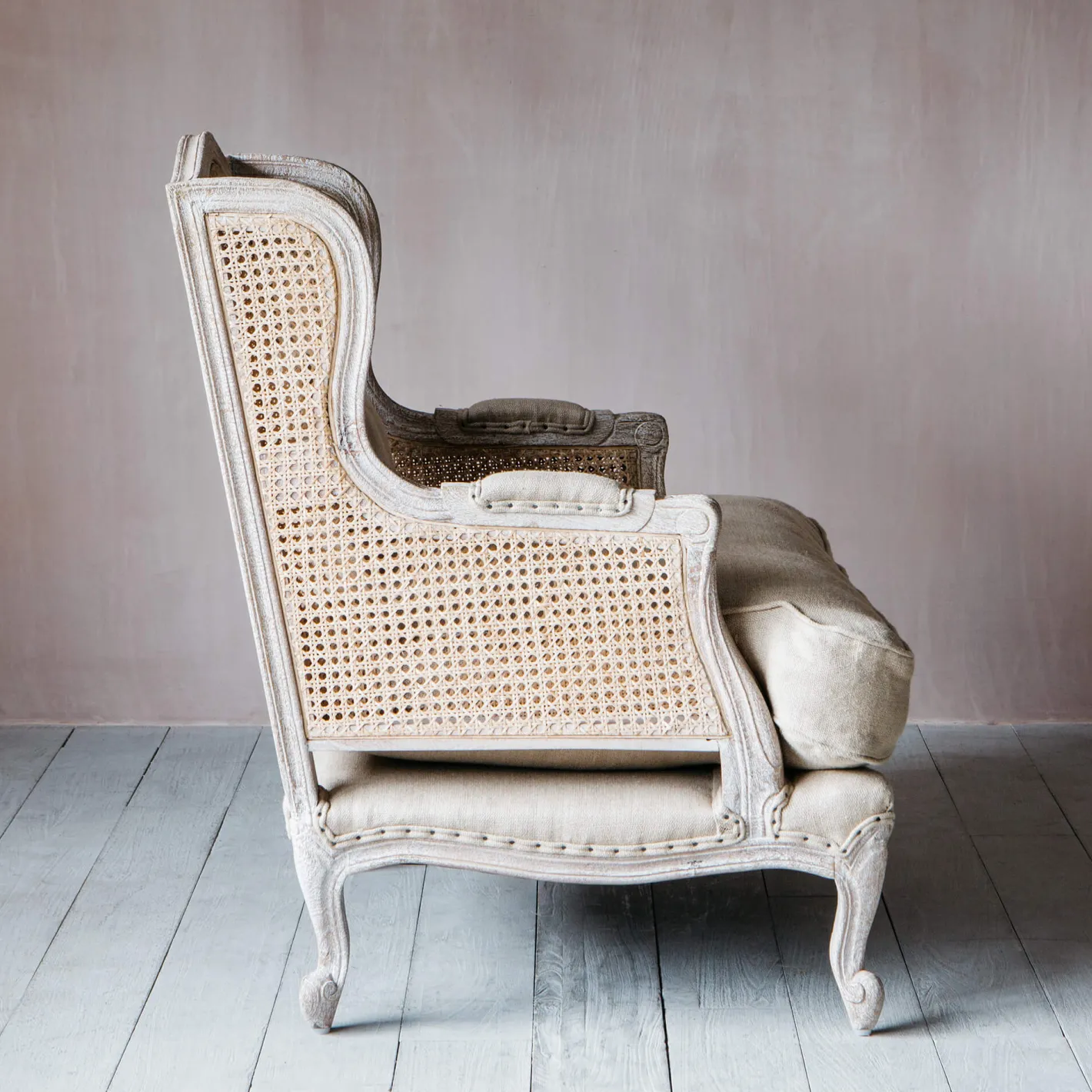 Graham & Green Armchairs<Caden Natural Linen Cane Armchair