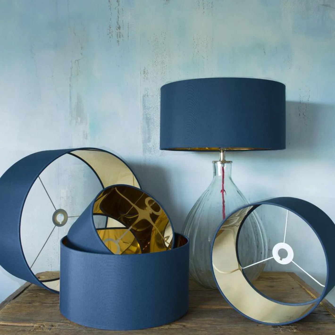 Graham & Green Lamp Shades<Cadet Blue Cotton Lamp Shades
