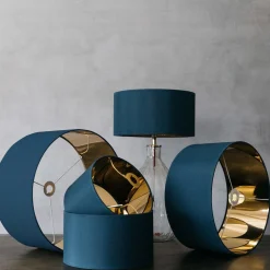 Graham & Green Lamp Shades<Cadet Blue Cotton Lamp Shades