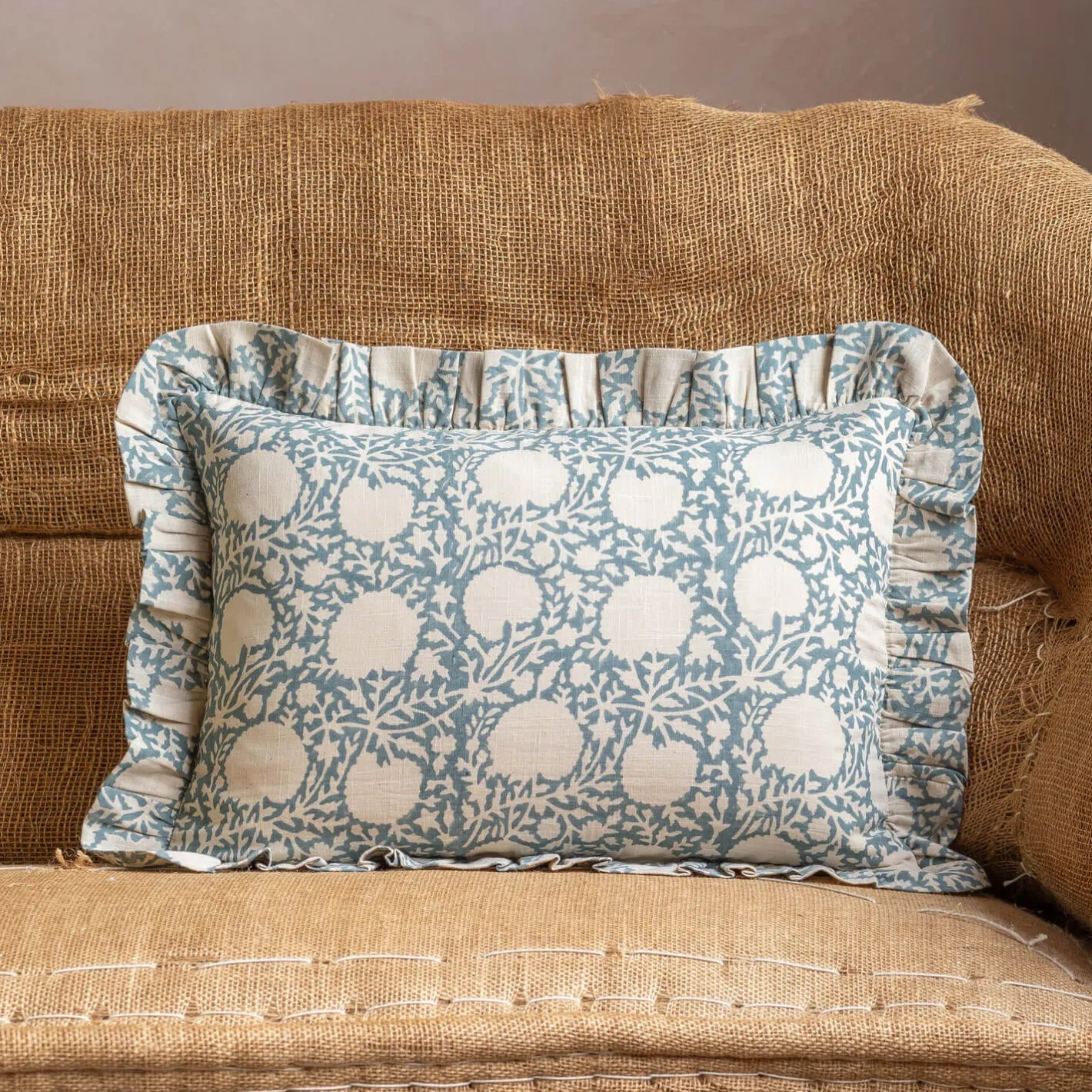 Graham & Green Sofa Cushions|Cushions<Cassia Small Rectangular Block Printed Cushion