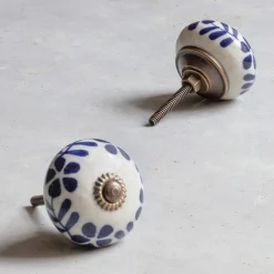 Graham & Green Knobs & Handles<Ceramic Flower and Leaves Hand-Painted Knob