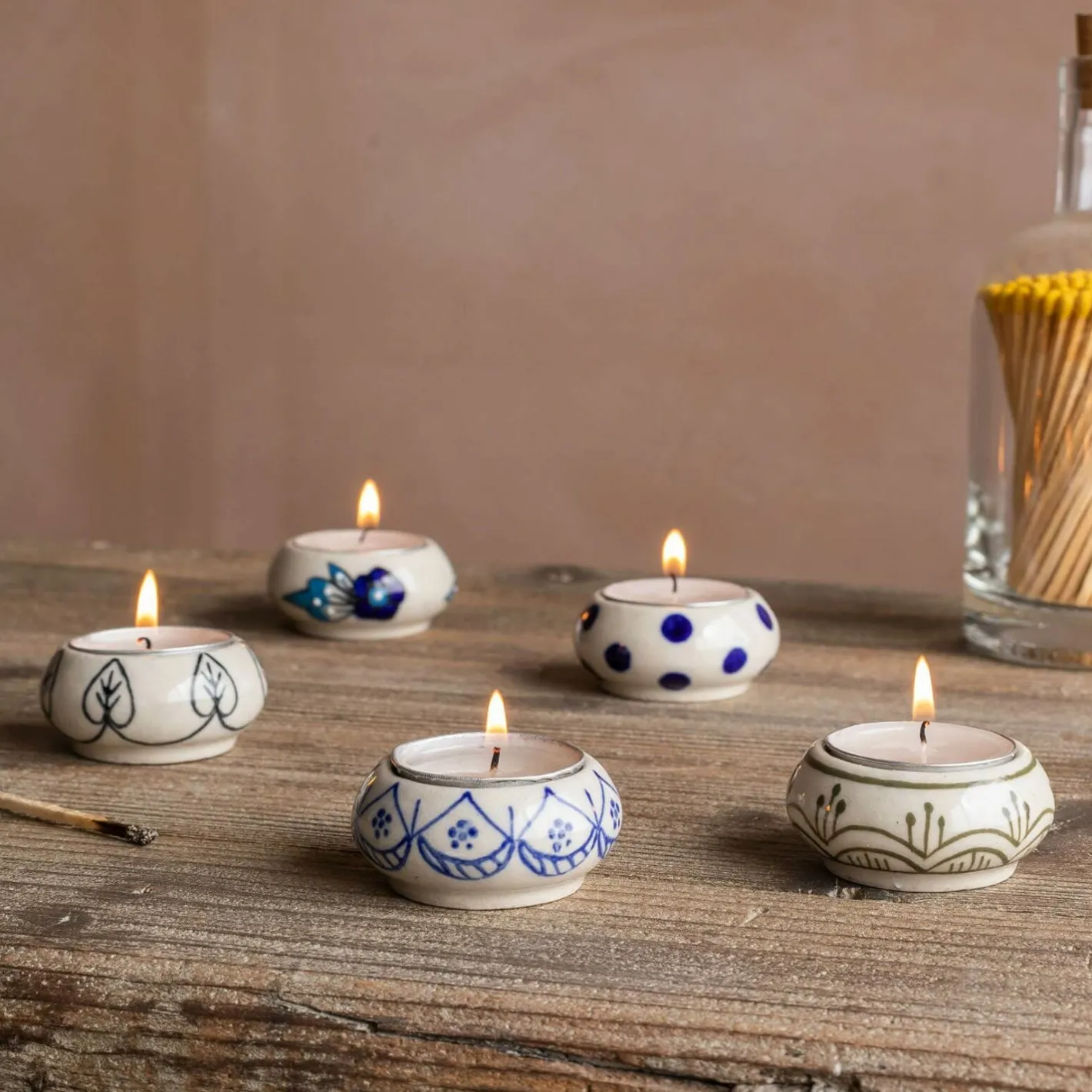 Graham & Green Candle Holders & Candles<Ceramic Painted Tealight Holders
