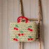 Graham & Green Bags<Cherry Embroidered Basket Tote Bag