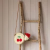 Graham & Green Bags<Cherry Embroidered Round Crossbody Handbag