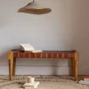 Graham & Green Benches & Ottomans|Ottomans & Benches<Chester Woven Leather Bench