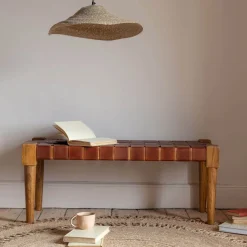 Graham & Green Benches & Ottomans|Ottomans & Benches<Chester Woven Leather Bench