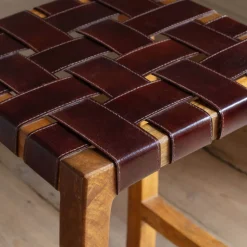 Graham & Green Stools<Chester Woven Leather Kitchen Stool