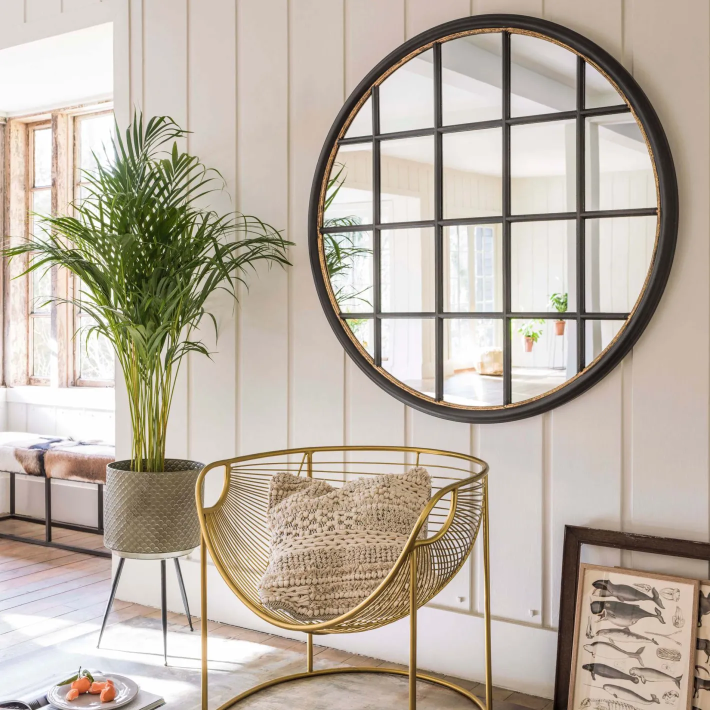 Graham & Green Wall Mirrors<Circular Window Pane Mirror