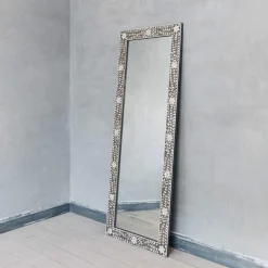 Graham & Green Floor Standing Mirrors|Rectangular Mirrors<Classic Grey Mother of Pearl Floor Mirror