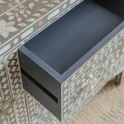 Graham & Green Chests Of Drawers|Chests Of Drawers<Classic Grey Mother of Pearl Small Double Chest of Drawers