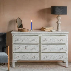 Graham & Green Chests Of Drawers|Chests Of Drawers<Classic White Mother of Pearl Small Double Chest of Drawers