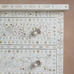 Graham & Green Chests Of Drawers|Chests Of Drawers<Classic White Mother of Pearl Small Double Chest of Drawers