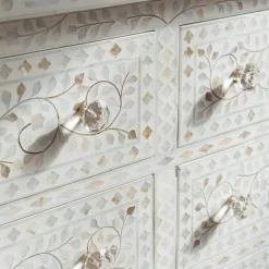 Graham & Green Chests Of Drawers|Chests Of Drawers<Classic White Mother of Pearl Small Double Chest of Drawers