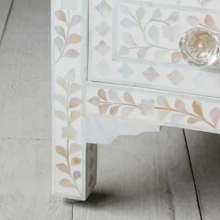 Graham & Green Chests Of Drawers|Chests Of Drawers<Classic White Mother of Pearl Large Bedside Table