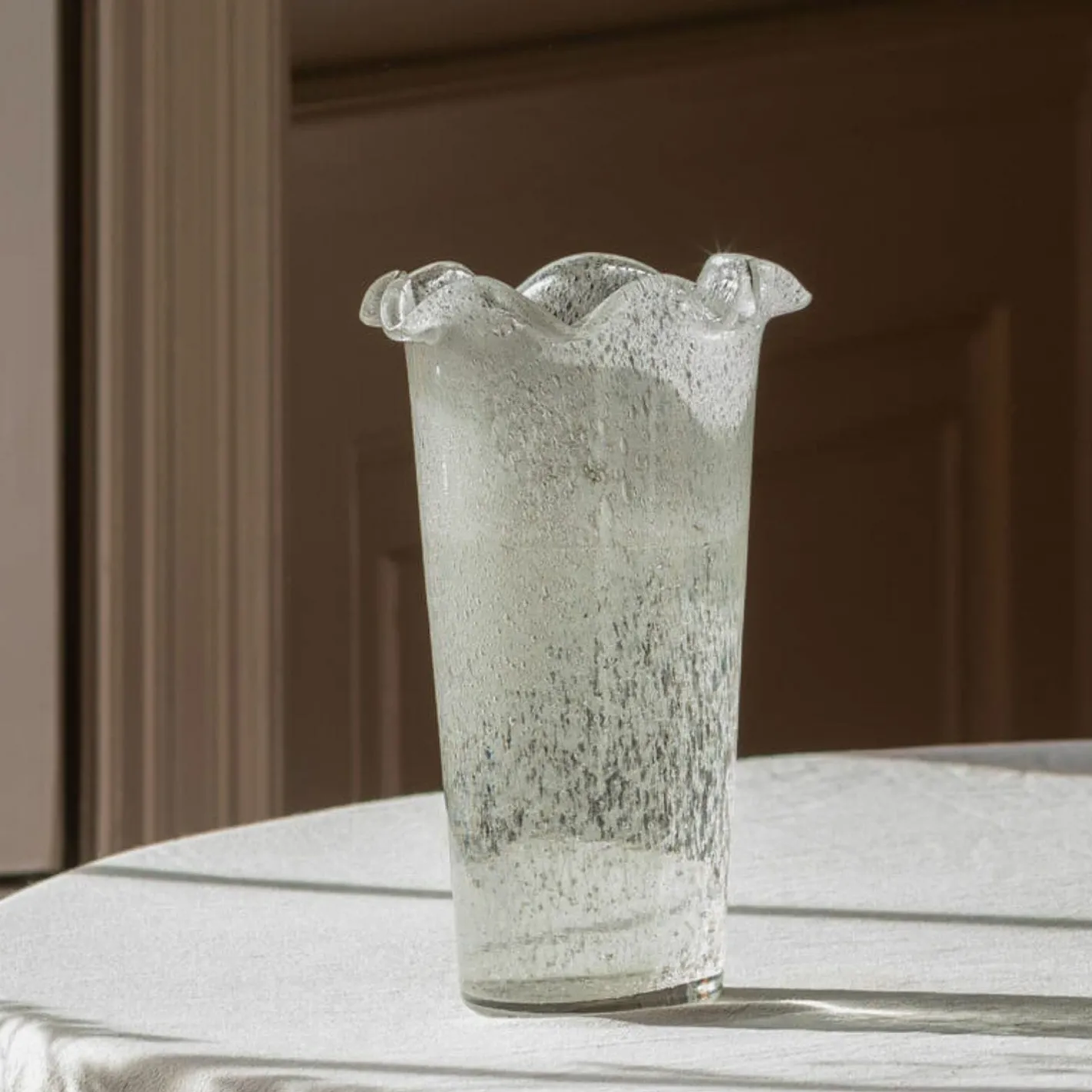 Graham & Green Vases & Plant Pots<Clear Glass Ruffle Vase