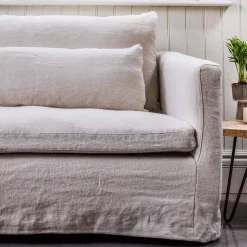 Graham & Green Ready To Go Sofas<Clementine Natural Belgian Linen Three Seater Sofa