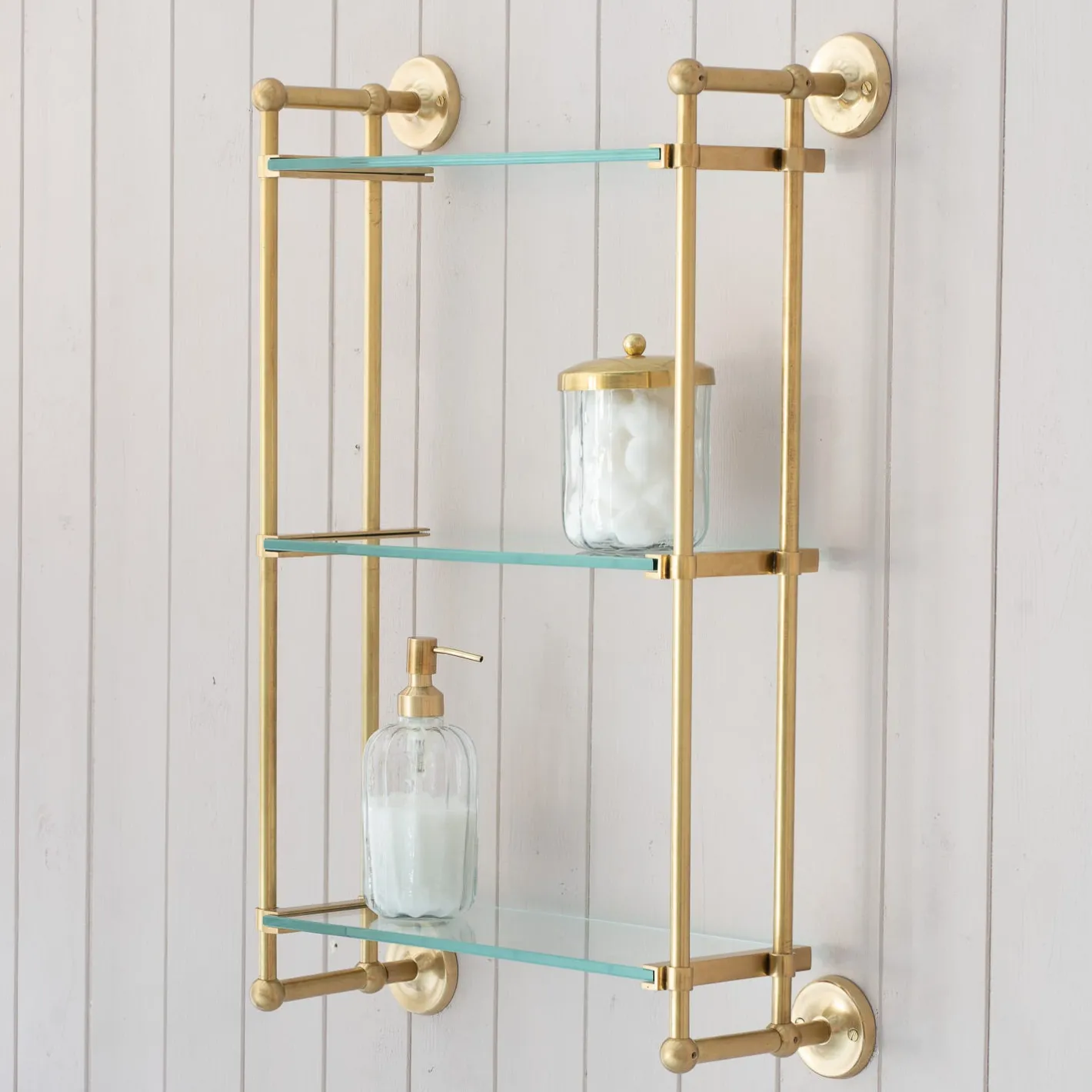 Graham & Green Shelves & Bookcases<Colette Antique Gold Three Tier Wall Shelves