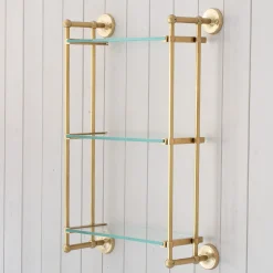 Graham & Green Shelves & Bookcases<Colette Antique Gold Three Tier Wall Shelves