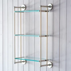 Graham & Green Shelves & Bookcases<Colette Antique Silver Three Tier Wall Shelves