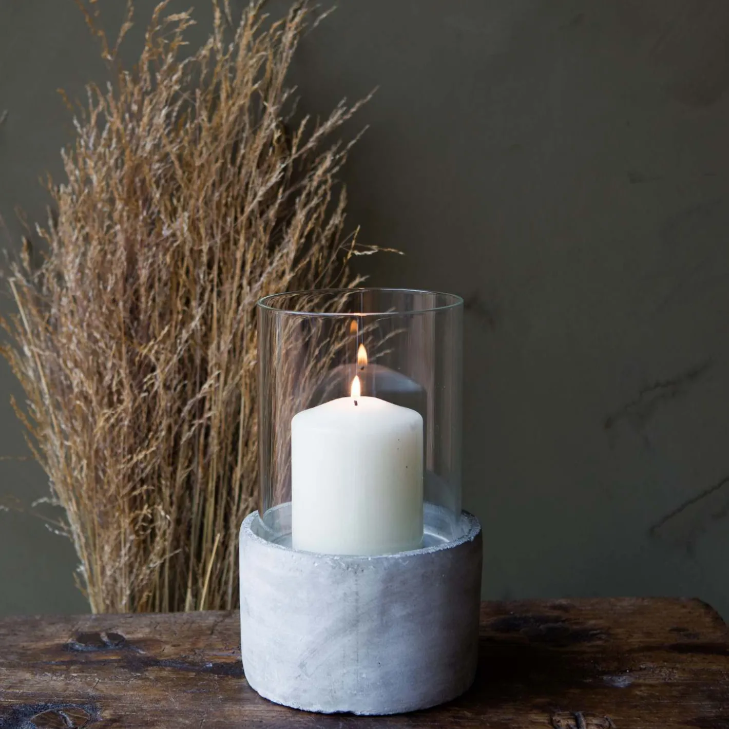 Graham & Green Candle Holders & Candles<Concrete Hurricane Lantern