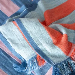 Graham & Green Bathroom Accessories<Coral Pop Stripe Turkish Beach Towel Wrap