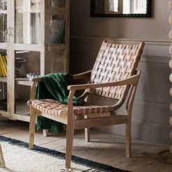 Graham & Green Armchairs<Corey Woven Leather Armchair