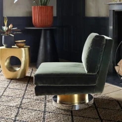 Graham & Green Cocktail Chairs<Corinne Green Velvet Swivel Chair