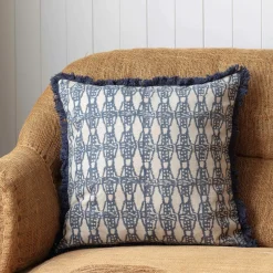 Graham & Green Sofa Cushions|Cushions<Cotton Block Printed Square Cushions with tassel trim