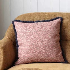 Graham & Green Sofa Cushions|Cushions<Cotton Block Printed Square Cushions with tassel trim