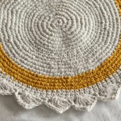 Graham & Green Outdoor Dining|Placemats, Coasters & Trays<Cream and Mustard Crochet Round Placemat