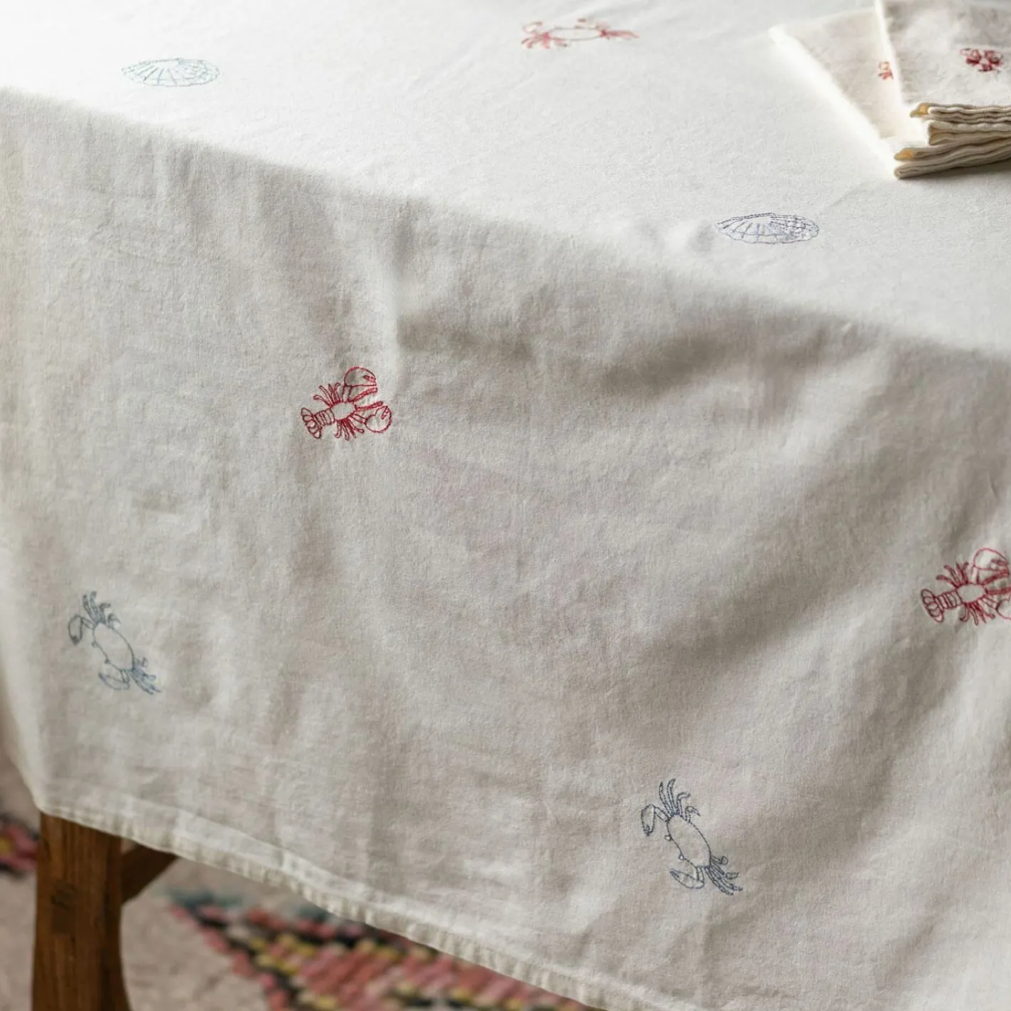 Graham & Green Table Cloths & Napkins|Table Cloths & Napkins<Creatures of the Sea Embroidered Table Cloth