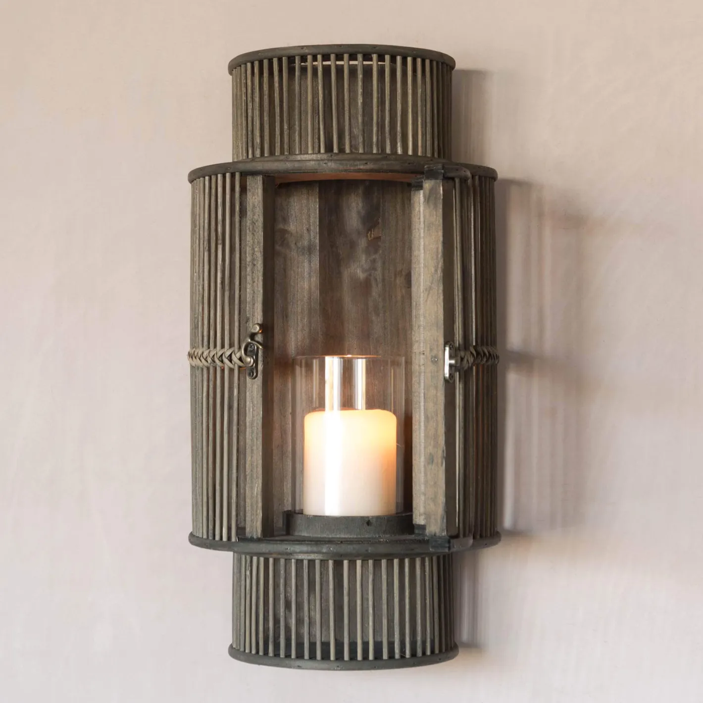 Graham & Green Candle Holders & Candles<Curved Bamboo Lantern