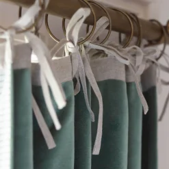 Graham & Green Curtains & Curtain Ties<Dark Sage Velvet Single Curtains