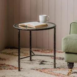 Graham & Green Side Tables<Darla Round Gunmetal Grey Side Table