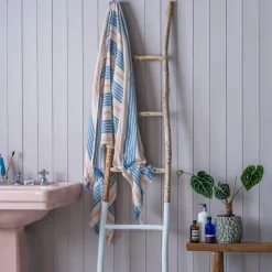 Graham & Green Bathroom Accessories<Denim Wide Stripe Turkish Beach Towel Wrap