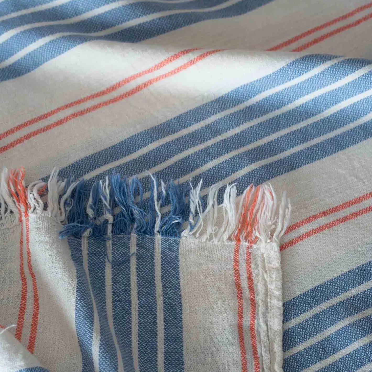 Graham & Green Bathroom Accessories<Denim Wide Stripe Turkish Beach Towel Wrap