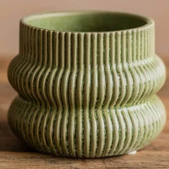 Graham & Green Vases & Plant Pots<Distressed Green Fluted Plant Pots