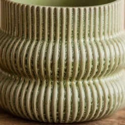 Graham & Green Vases & Plant Pots<Distressed Green Fluted Plant Pots