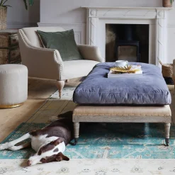 Graham & Green Benches & Ottomans|Ottomans & Benches<Duke Grey Velvet Ottoman