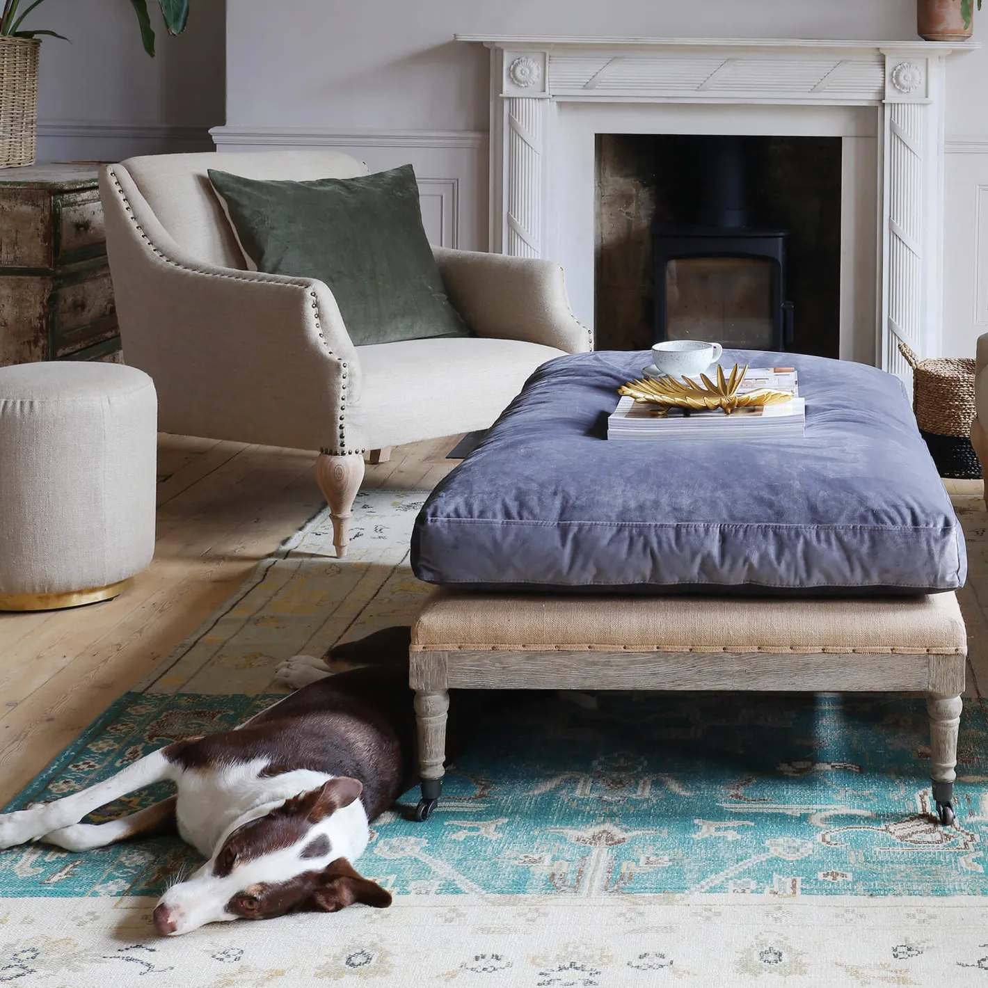 Graham & Green Benches & Ottomans|Ottomans & Benches<Duke Grey Velvet Ottoman