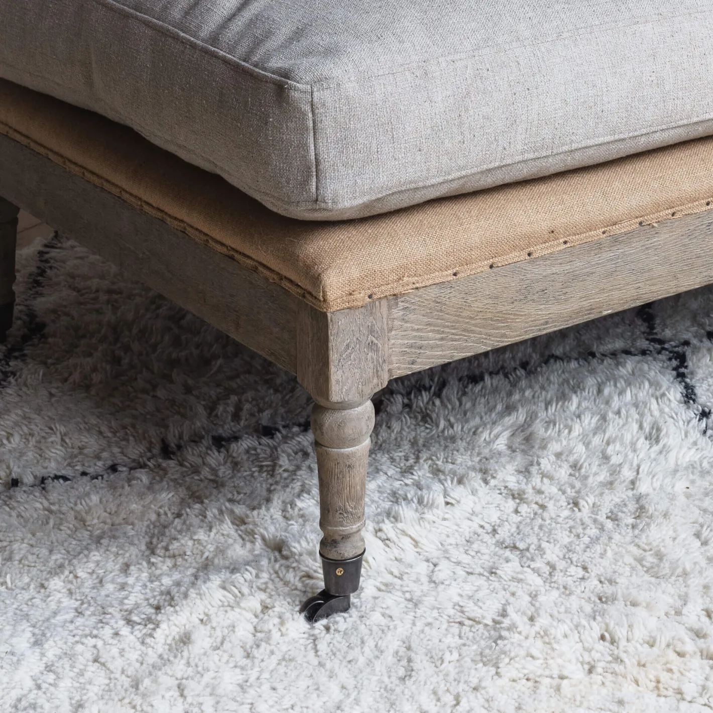 Graham & Green Benches & Ottomans|Ottomans & Benches<Duke Natural Linen Ottoman