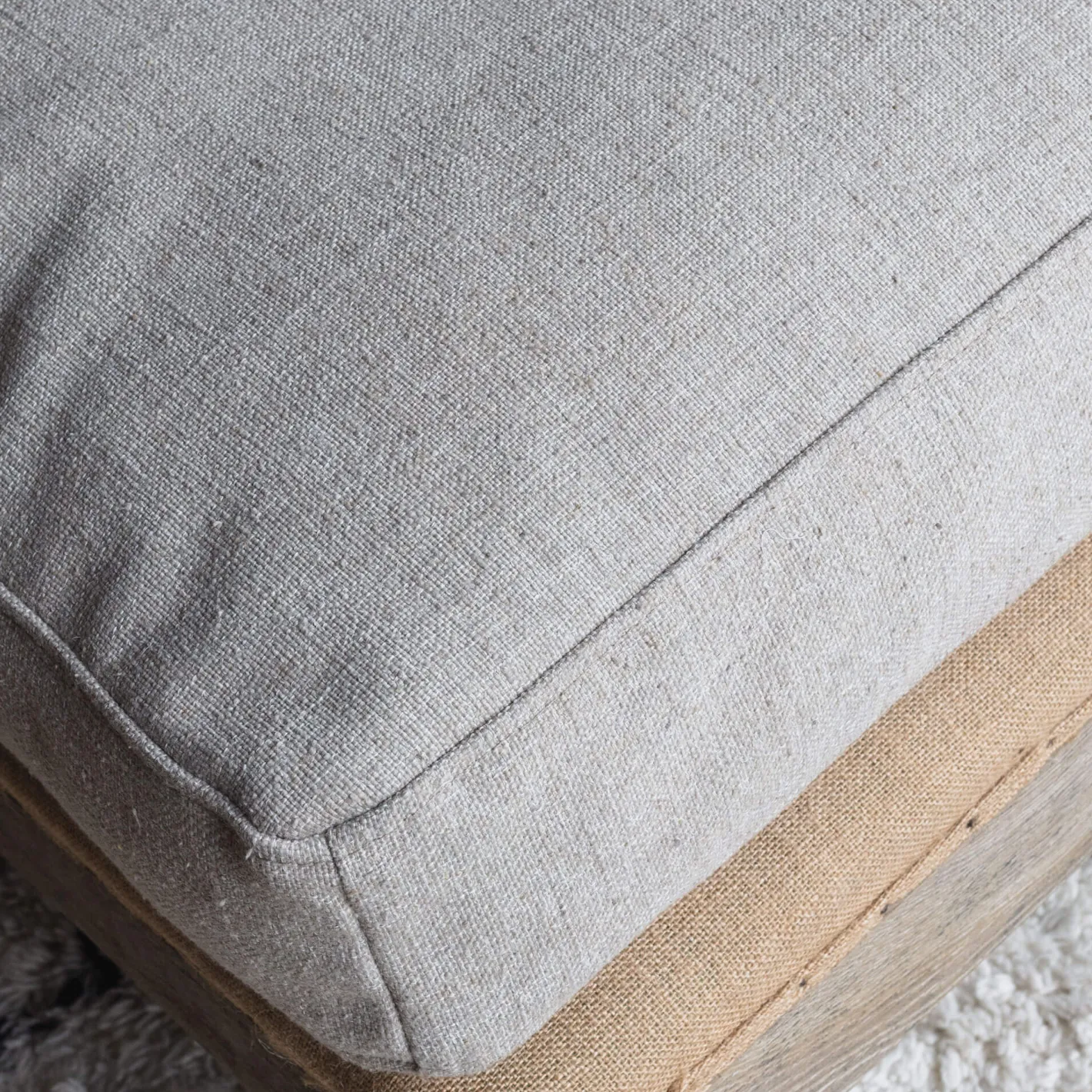 Graham & Green Benches & Ottomans|Ottomans & Benches<Duke Natural Linen Ottoman