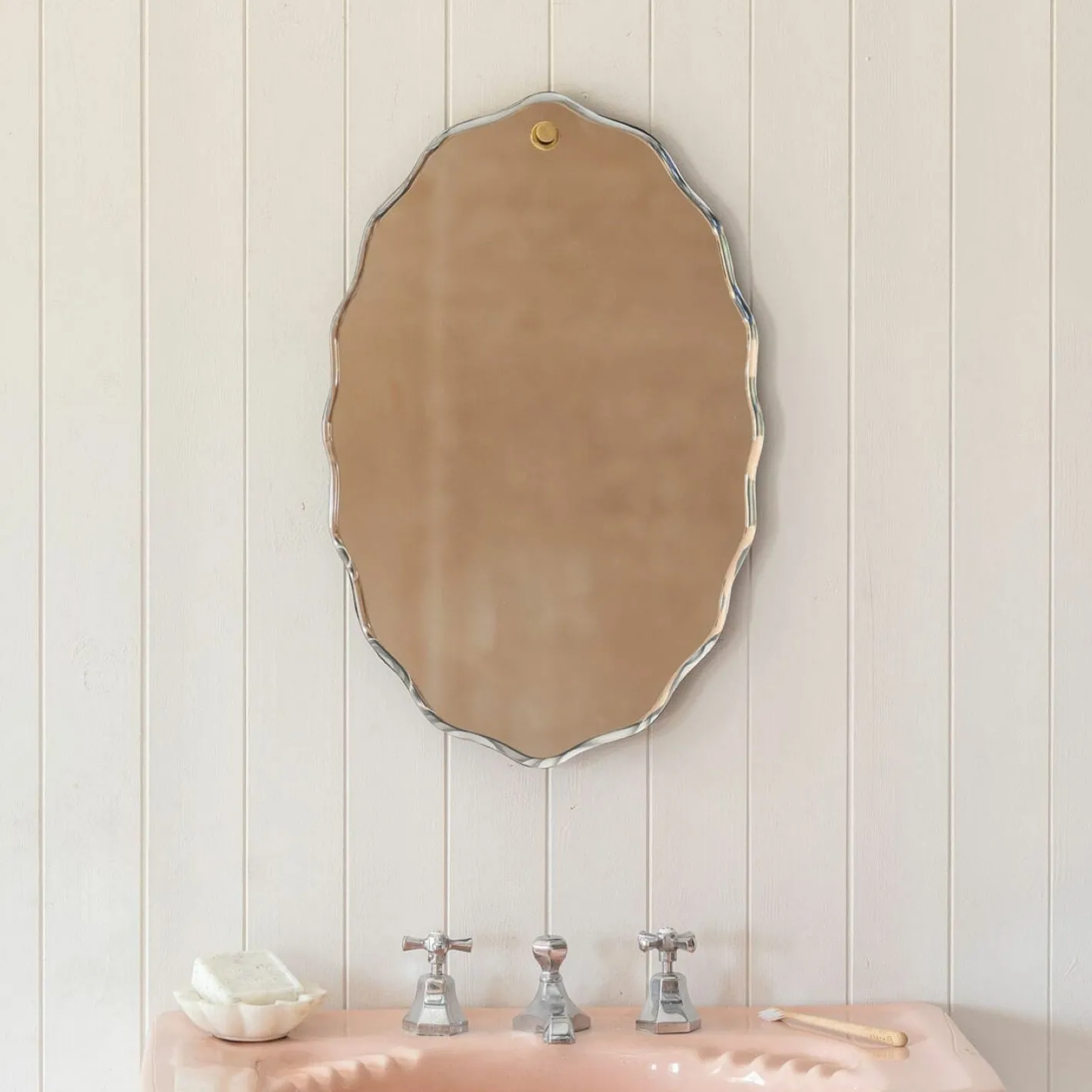 Graham & Green Bathroom Mirrors|Bathroom Mirrors<Durley Scalloped Oval Wall Mirror