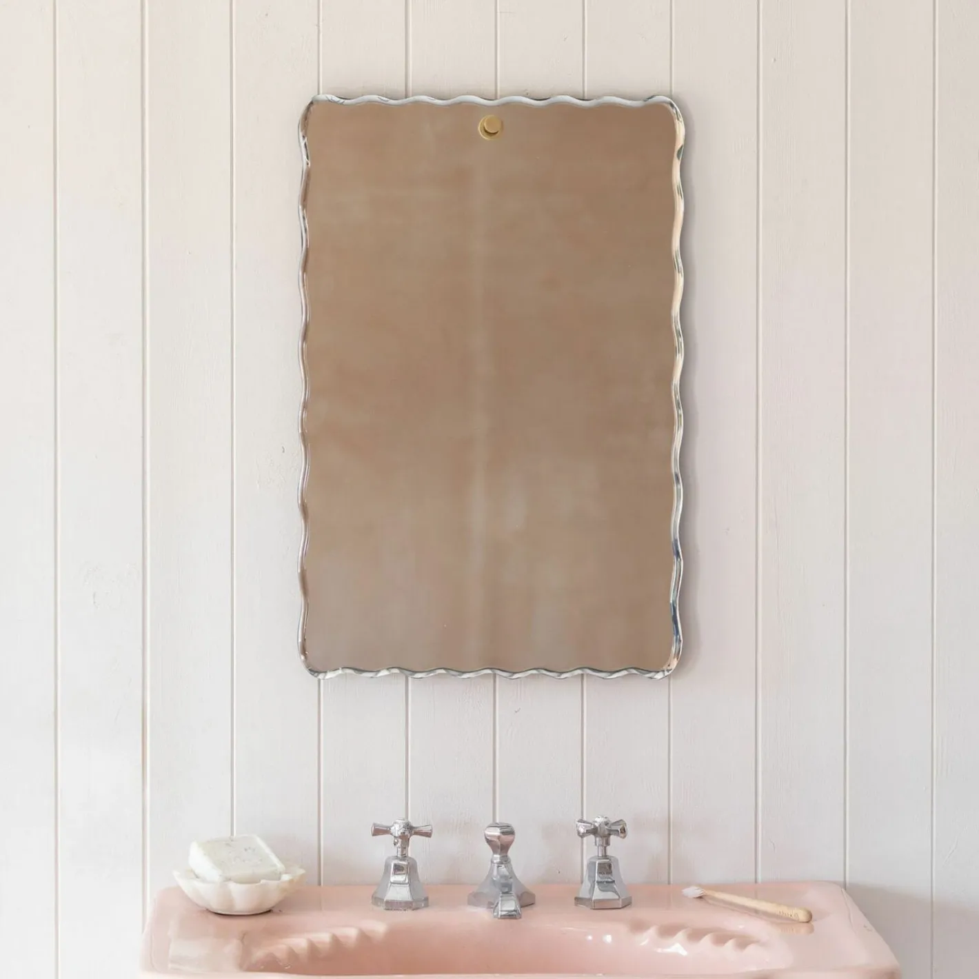 Graham & Green Bathroom Mirrors|Bathroom Mirrors<Durley Scalloped Rectangular Wall Mirror