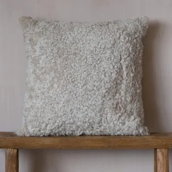 Graham & Green Sofa Cushions|Cushions<Eggshell Curly Square Sheepskin Cushion