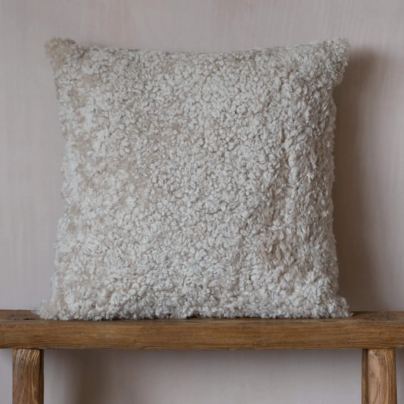 Graham & Green Sofa Cushions|Cushions<Eggshell Curly Square Sheepskin Cushion