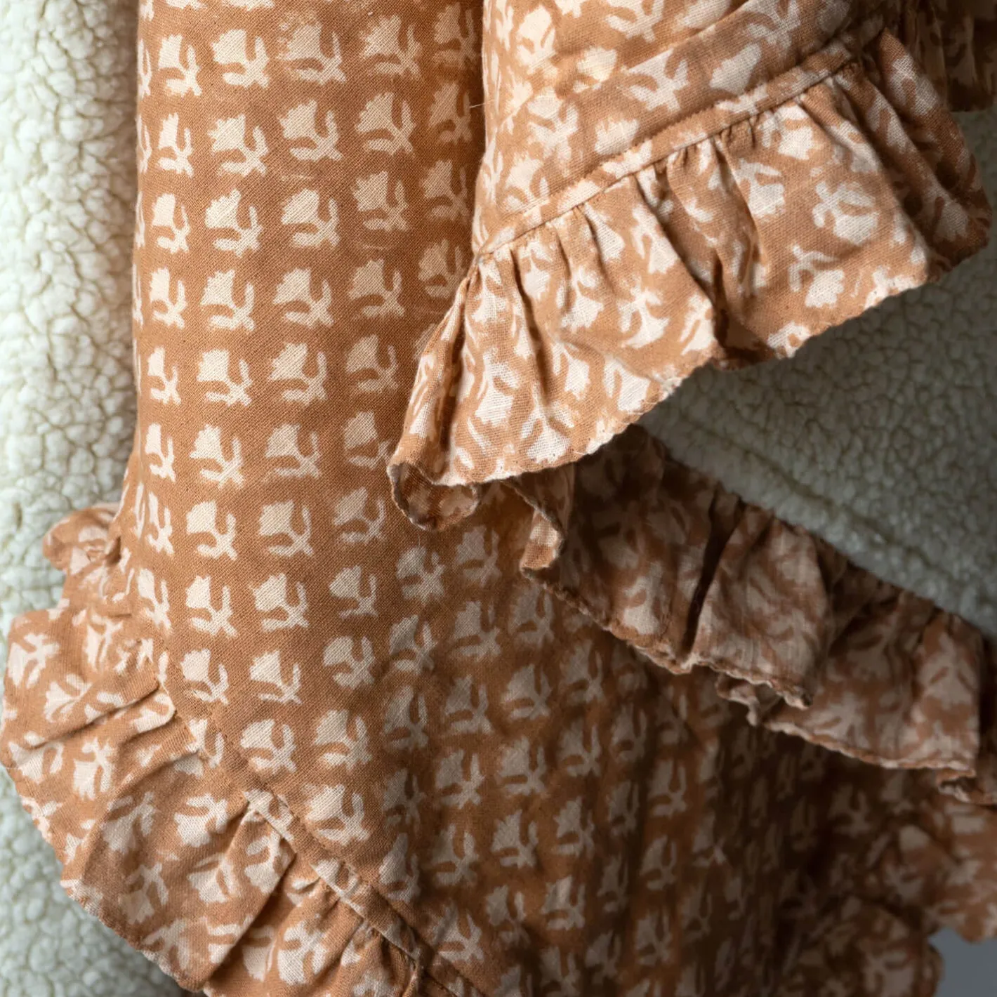Graham & Green Sofa Throws|Throws & Blankets<Eliza Floral Block Printed Sherpa Throw