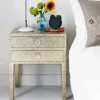 Graham & Green Bedside Tables<Embossed White Metal Bedside Table