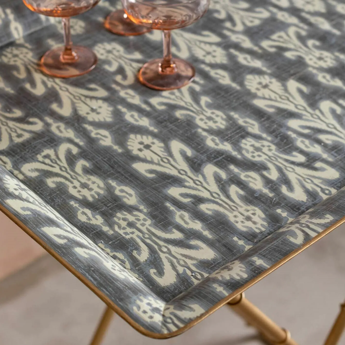 Graham & Green Side Tables<Emery Grey Ikat Tray Table